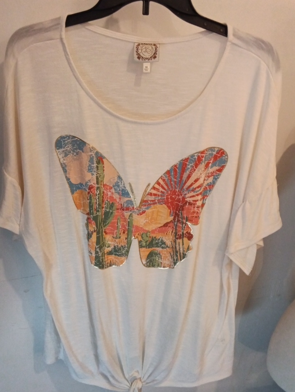 Boho Butterfly Graphic Tee - White